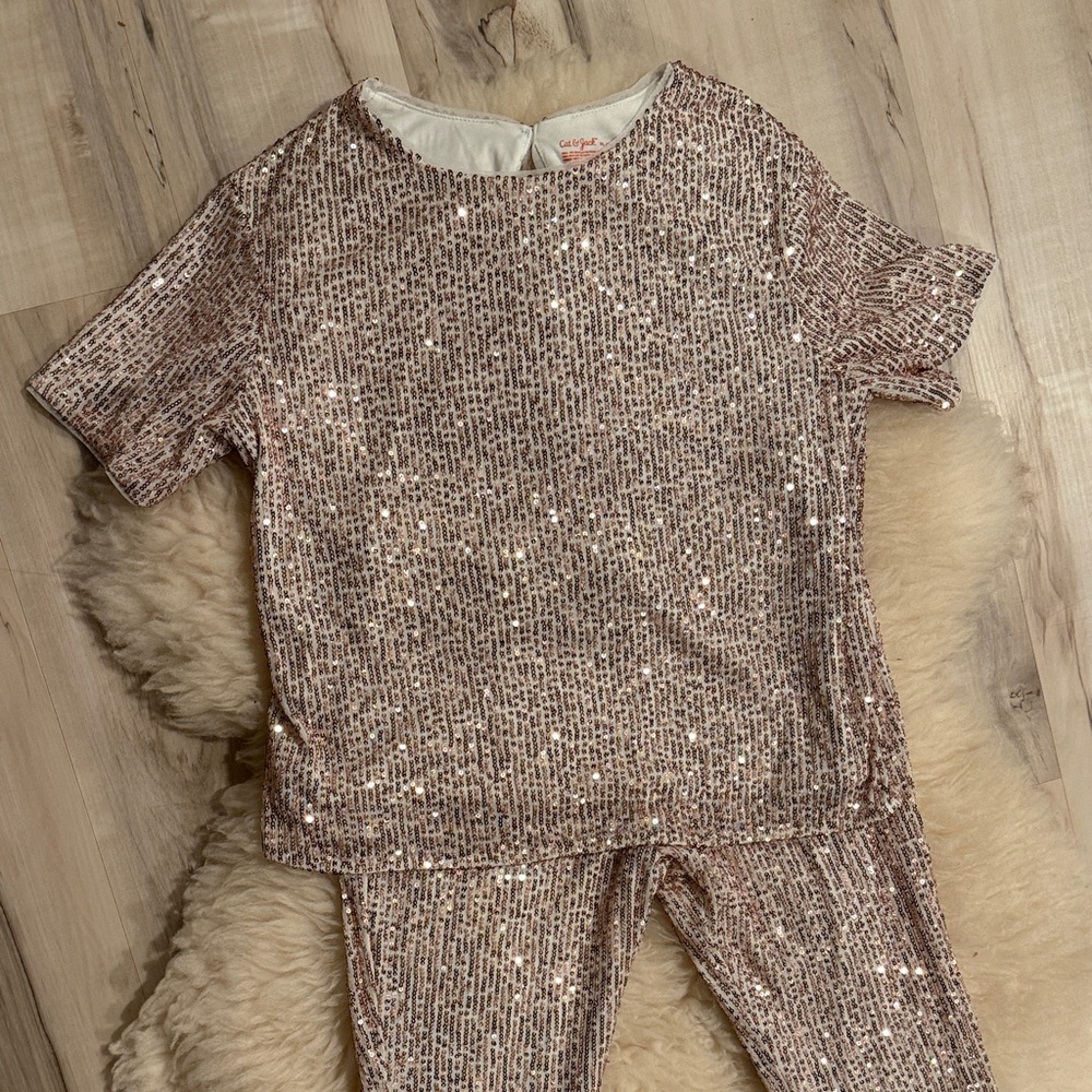Cat & Jack Glittery Pink Pajama Set